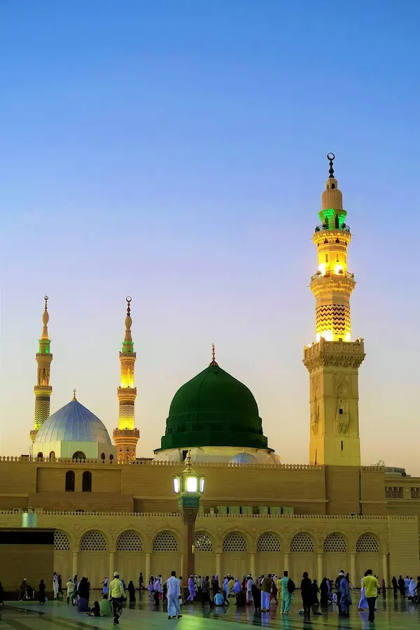 Dôme vert de la mosquée du Prophète à Médine Arabie Saoudite